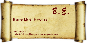 Beretka Ervin névjegykártya